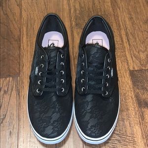Black flowered Vans